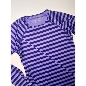 Nike Pro Dri Fit Fitted Purple Striped Long Sleeve Athletic Shirt Women's Medium